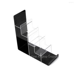 Jewelry Pouches 5-tier Clear And Black Acrylic Wallet Rack Purse Display Stand Sunglasses Cosmetic Holder