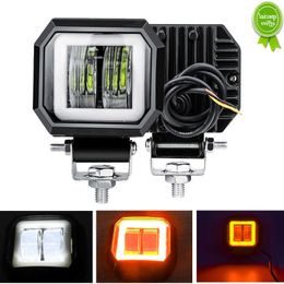 Car New 12V 24V Led Work Light Bar 6500K Square Angel Eyes Fog Lights for Car Motorcycle Off Road Accessories 4x4 Truck Boat UAZ ATV