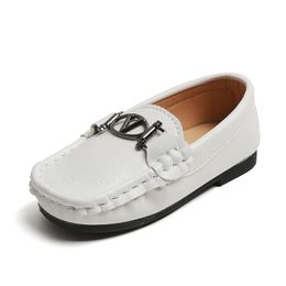 Children Peas shoes New Boy Small PU British Wind leather Child loafers Soft bottom White toddler Casual shoes