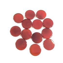 Crystal 10pcs/Lot Genuine Red Agate Round disc CAB 10mm Flat Gemstones Beads Natural Stones Loose Beads Wholesale For Jewellery Making