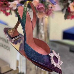 Sandals Star style Sequins Colorful Women Pumps Fashion Rhinestones Stiletto High heels Party Shoes Summer Slingbacks Wedding Shoes J230518 J230519 J230522