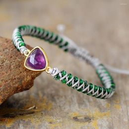 Charm Bracelets Natural Stone Amethysts String Braided Macrame Friendship Wrap Bracelet Femme Women Jewelry Wholesale