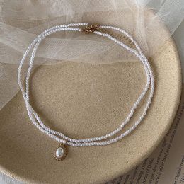 Chains White Pearl Mask Chain Round Pendant Double Necklace Sunglasses Give For Women Girl Friends GiftChains