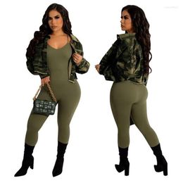 Women's Jackets Women Military Style Fashion Slim Jacket Spring And Autumn Camouflage Long Sleeve Lapel Button Coat