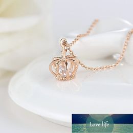 Quality Snowflake with Crown Diamond Titanium Steel Necklace Female Pendant Rose Gold Clavicle Chain Factory Direct Sales