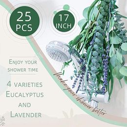 Decorative Flowers Fashion Easy Care Fine Texture Small Eucalyptus Lavender Mix Bouquet Maintenance Free Artificial Flower Shower Decor