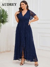 Plus Size Dresses Fashion Plus Size Lace Dress for Women Elegant V-neck Sexy Evening Party Dresses Long Luxury Vestidos Verano Mujer Summer Designer Party Dress 236