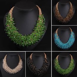 Necklaces New Statement Necklace Chunky Choker Crystal Fashion Women Chain Collar Bibs Bohemian Rhinestone Pendant Necklaces Jewellery Gifts