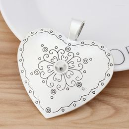 Pendant Necklaces 1 Piece Tibetan Silver Large Heart Charms Pendants For DIY Necklace Jewellery Making Findings Accessories 73x69mm