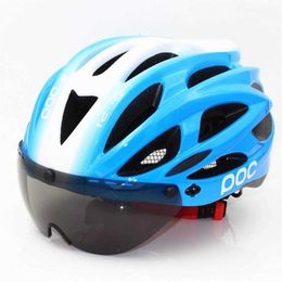 Cycling Helmets POC Racing Track Cycling Men's Bicycle Women's Bicycle Helmet Rear Light Mountain Road Bicycle Helmet Safety Helmet Lens P230522