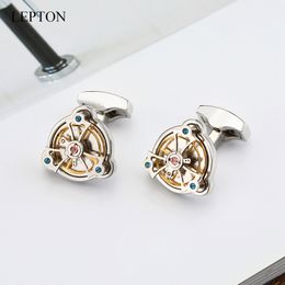 New arrival Movement Tourbillon Cufflinks For Mens Wedding Groom Mechanical Watch Steampunk Gear Cufflinks Relojes Gemelos