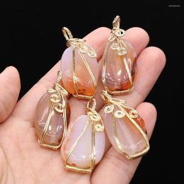 Pendant Necklaces Natural Stone Pendants Reiki Heal Gold Colour Wire Wrap Gem For Jewellery Making Diy Women Necklace Earrings Supplise