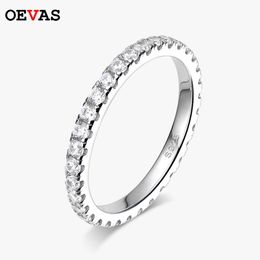 Rings OEVAS 100% 925 Sterling Silver Sparkling Full 2mm High Carbon Diamond Rings For Women Top Quality Party Fine Jewelry Wholesale