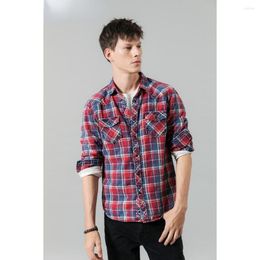 Men's Casual Shirts 2023 Spring Plaid Men Cheque Double Pocket High Quality Cotton Shirt 190459