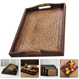 Plates Tray Wooden Pallet Simple Vintage Practical Tea Plate 30 25cm Retro Rectangular Teak Rattan