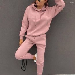 Women's Two Piece Pants 2Pcs/Set Casual Outfit Long Sleeve Shrinkable Cuffs Cold Resistant Sweatshirt Set Daily Clothing