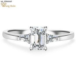 Band Rings Wong Rain 18K Gold Plated 925 Sterling Silver Emerald Cut High Carbon Diamonds Gemstone Fine Jewellery Wedding Rings Wholesale J230522