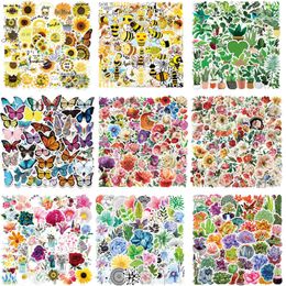 50PCS Pack Graffiti Stickers Sunflowers Honeybee Rose Plants Butterfly Sticker Lovely Cartoon Waterproof Luggage Cases Notebook Ipad DIY Decals 11 Styles