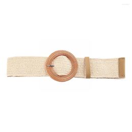 Belts Vintage Bohemian Square Buckle Elastic Braided Fake Belt Weave Summer Linen Women Waist Dress Decoration Shirt Wild S Y4U8