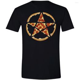 Men's T Shirts Pentagram Pizza Shirt Funny Goth Halloween Pagan Witch Wicca Clothing Gift Custom Made Tee