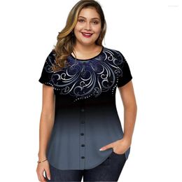 Women's T Shirts Plus Size Women Boho Printed Tunic Tops Ladies Casual Loose Holiday Beach T-Shirt Blouse Clothing L-6XL For 2023