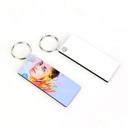 Keychains Lanyards Wooden Sublimation Blank Keychain Pendant Heat Transfer Mdf Personality Key Chain Creative Diy Crafts Gift Keyr Dhf74