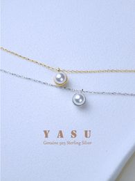 Necklaces Yasu Genuine 925 Sterling Silver Pearl Necklace For Women Pendant Exquisite Clavicle Chain Fine Wedding Jewelry Accessories