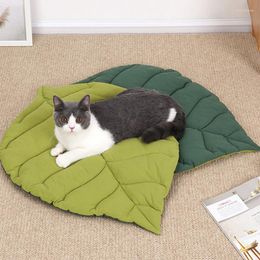 Cat Beds Bed Mat Soft Crate Pad For Leaf Shape Machine Washable Mattress Large Medium Small Dogs Mats Cats Pet Products