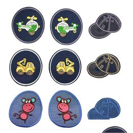 Sewing Notions Tools Hats Pattern Embroidered Iron On Elbow Denimes Appliques Cartoon Animans Fabric Colthing Accessories Badge Di Dhxzs
