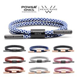 Bracelets New Power Ionics Reflective Braided Rope Titanium Germanium Wristband Bracelet Balance Energy Body Free Engrave Gift
