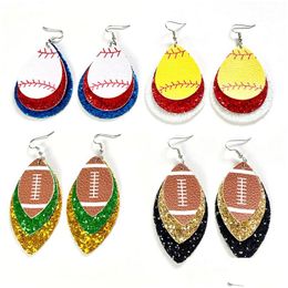Charm Personalized Ball Earrings Rugby Baseball Leather Womens Fashion Jewelry Accessories Gift Supplies Drop Delivery Dhokx