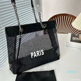 2023-Tote Bag Transparent Mesh Handbag Designer Luxury Chain Shoulder Bag Girls Bags Handbags Women Totes