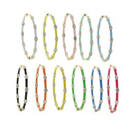 Huggie Pastel Neon Enamel Colourful Jewellery Candy Colour Band White Sparking Round CZ 40mm Big Hoop Earring