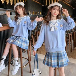 Girl's Dresses Student Girl Jk 2022 Spring/Summer Cute and Comfortable Casual Cotton Sweater Plain Ski Set School Uniform G220523