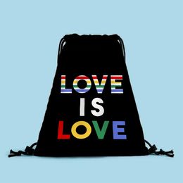 자부심 LGBT 게이 사랑 레즈비언 무지개 프린트 드로 스트링 가방 남자와 여자 배낭 DAB 무지개 유니콘 보관 가방 선물