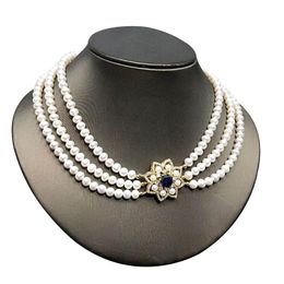 Necklaces 3 Strands Triplets Natural Pearl Necklaces For Women Bohemia Fashion Choker Necklace