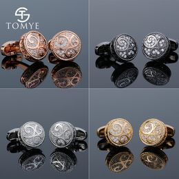 Cufflinks for Men TOMYE XK19S070-1 Fashion Luxury Zircon Round High end Wedding Custom Formal Business Dress Shirt Cuff Links