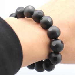 Bracelets Minimalist Natural Black Obsidian Bracelet Men Women 14mm Beaded Magic Ball Charm Brazalete Hombre Yoga Jewelry Armband Pulseras