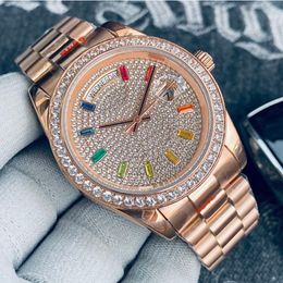 Rose Gold Designer Watch 41mm Diamond Dial 904L Stainless Steel Strap Fashion Mens Watches Automatic Winding Mechanical Wristwatches