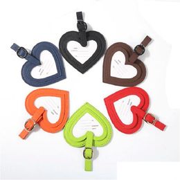 Party Favor Pu Leather Lage Tag Travel Mtifunction Color Heart Shaped Check Drop Delivery Home Garden Festive Supplies Event Dhozh