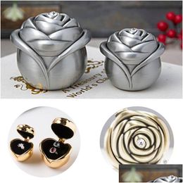 Gift Wrap Vintage Rose Flower Jewellery Box Metal High End Proposal Ring Boxes Valentines Day Gifts Drop Delivery Home Garden Festive Dhlbb