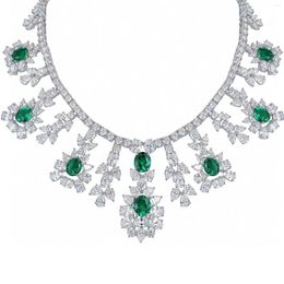 Chains Affordable Luxury Pear Shape Emerald Tennis Chain Chandelier Necklace With 925 Silver Cubic Zirconia