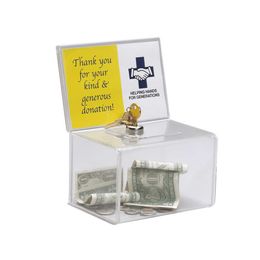 New Figurines Counter Acrylic Donation Collection Box Perspex Charity Fundraising Box with Keylock for Church non-profitable Group Charity G230523