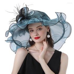 Wide Brim Hats Summer Bowler Hat Cloche For Women Girls Party Wedding Po Props Bowknot