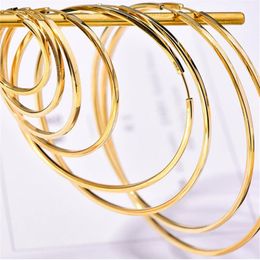 Huggie UBESTNICE Trendy 10K Real Yellow Gold Big Ear Roll Earring Fine Jewelry Round Circle Smooth Hoop Earrings For Women Party Gift