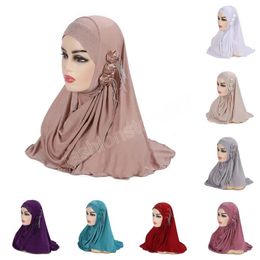 Flower Chains One Piece Hijabs Ramadan Islamic Arab Muslim Womens Girls Prayer Turban Shawls Headwear