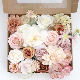 Decorative Flowers Artificial Flower Box Birthday Hand Gift Wedding Floral Centrepiece Bridesmaid Bouquet Mother's Day Valentine's