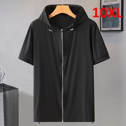 Men's T-Shirts 9XL 10XL Plus Size T-shirt Men Summer Tops Tees Fashion Hooded T Shirt Streetwear Short Sleeve Shirt Male Zipper Tshirt 10XL 230522