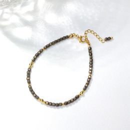 Bangle Lii Ji Pyrite Minimalist Bracelet Natural Stone Handmade Jewellery 17+3cm Fashion Bohe Trendy Gift For Female