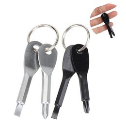 Screwdrivers Screwdriver Keychain Portable Pocket Metal Slotted Key Chain Outdoor Mtifunctional Phillips Hand Tools With Keyring Dro Dhuh3